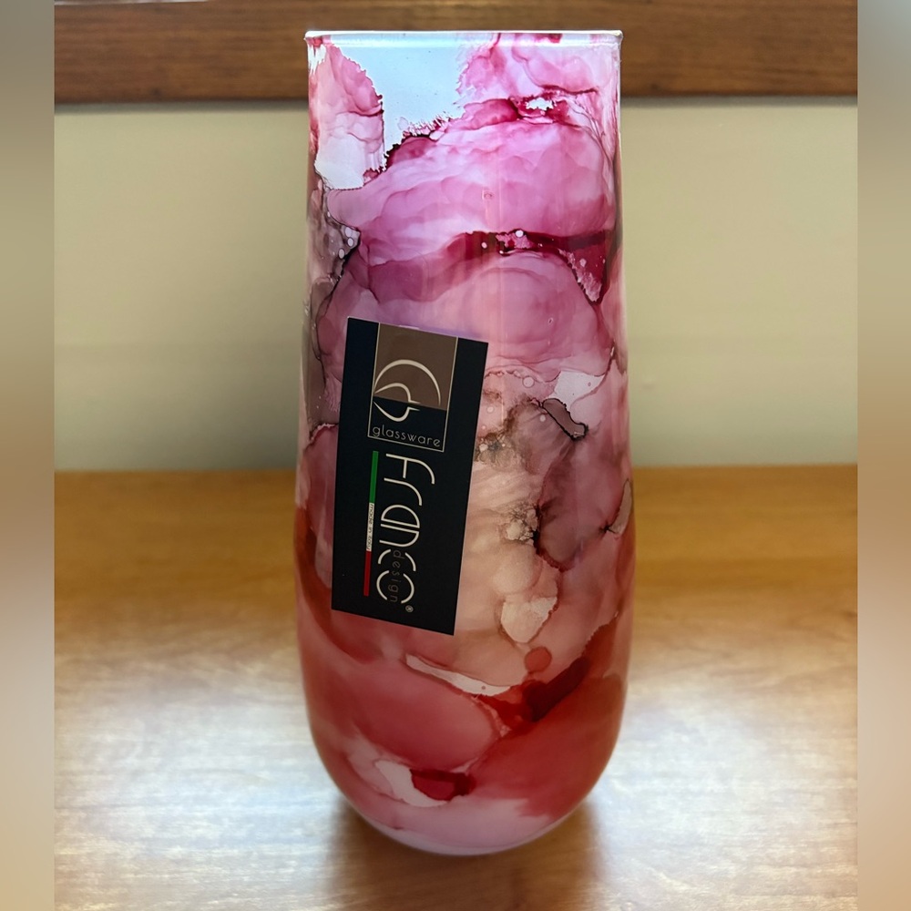 Genuine Franco Design Italian Glass Vase-10” tall, 4” wide at base